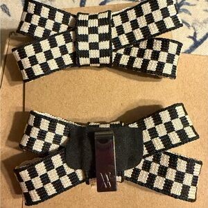 VIVAIA - Black and Cream Checkered Shoe Clips - new in box - snaz up your shoes!